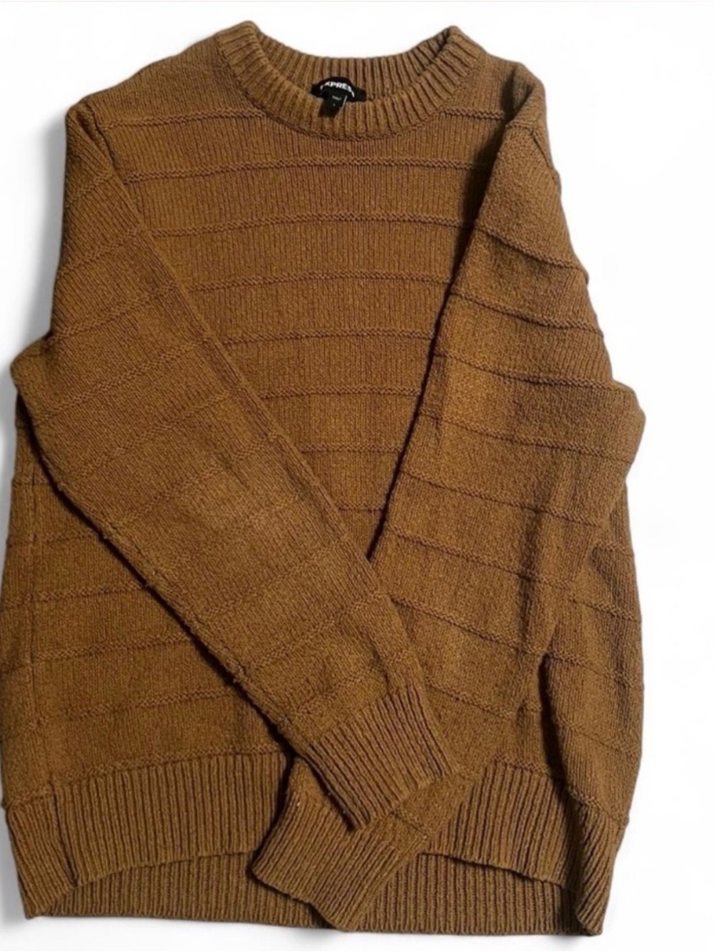 Express Mens Crewneck Sweater in Camel Brown #granolagirl